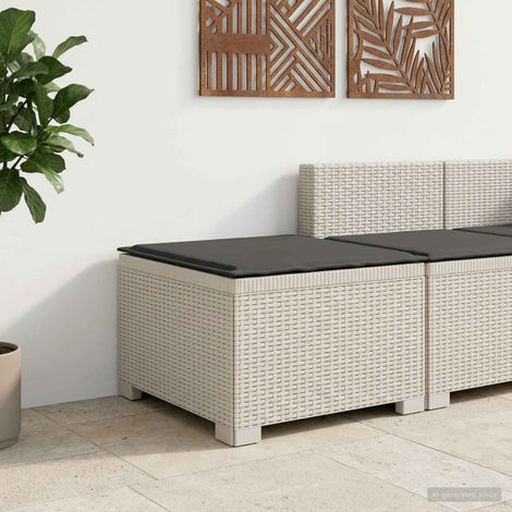 Canapé de jardin 1 place en PP aspect rotin blanc avec coussin anthracite pour extérieur - PANGIVO (1/5)