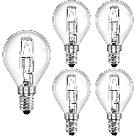 Ampoule E14 G45 28W Dimmable, 230V, Blanc Chaud 2700K, Lot de 5 - Globe Transparent pour Lustre, Plafonnier, Lampadaire
