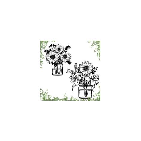 2er-Set Schwarze Metallblumen-Wandkunst, Sonnenblumen-Wandskulptur, Blumenhof, Balkon, Badezimmer, Heimdekoration - Crezuo
