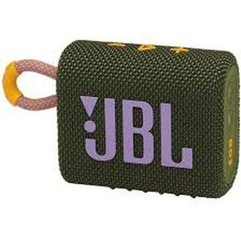 Enceinte Bluetooth JBL Go 3 étanche, vert, haut-parleur portable sans fil, format mini, 5h d'autonomie, idéale voyage et outdoor.