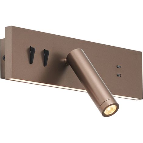 QAZQA modric - LED Applique murale - 2 lumière - L 30 cm - Bronze - Moderne - éclairage intérieur - Salon I Chambre I Cuisine I Salle à manger (1/5)
