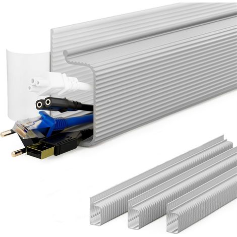 AUTRUCKER Organisateur de câbles sous bureau, goulotte de câbles de 40 cm, organisateur de câbles de bureau auto-adhésif, kit de gestion des câbles en 3 pièces (1/5)