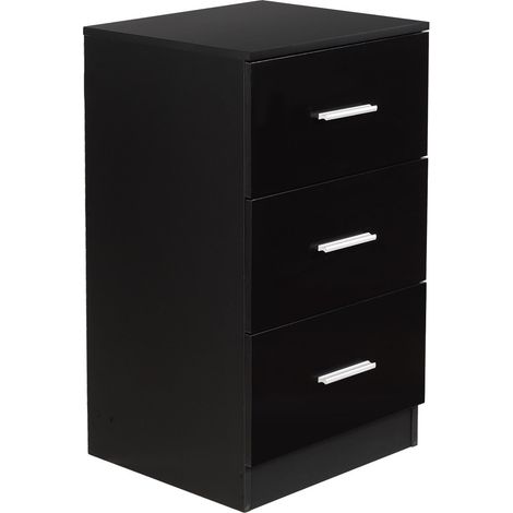 Pedestal de oficina 37,1 x 34,2 x 66,5 cm con 3 cajones ergonómicos estilo contemporáneo madera negra 200019316