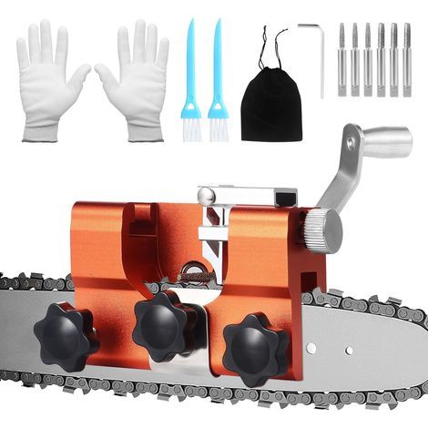 Chainsaw Chain Sharpener, Hand Crank, Stainless Steel, 30° Angle, 3.5mm and 4.5mm Heads, Gardening and Logging (1/5)