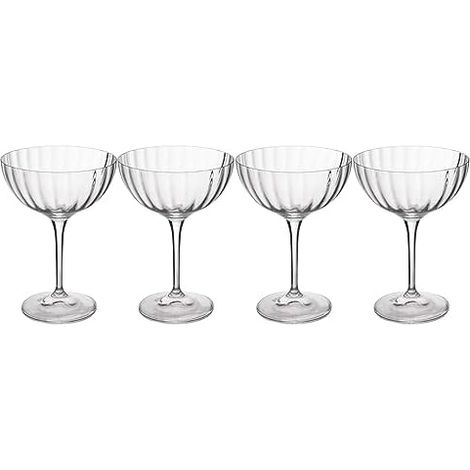 Mikasa Treviso Cup de Verre en cristal, 300ml, Set de 4 verres transparents, sans plomb, à effet ondulé, minces pour les célébrations
