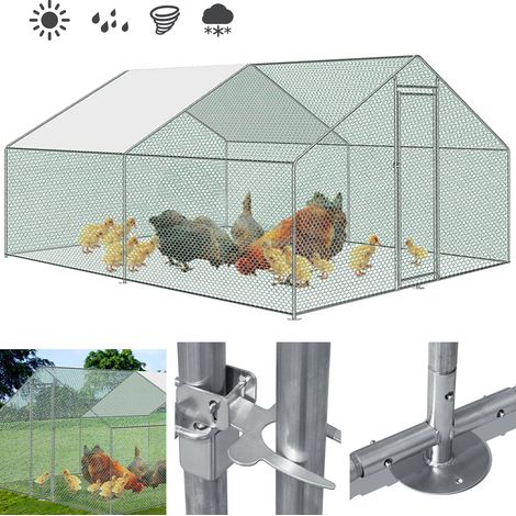 Randaco All'esterno del pollaio XXL 3x4x2m piccolo pollaio in acciaio zincato con serratura