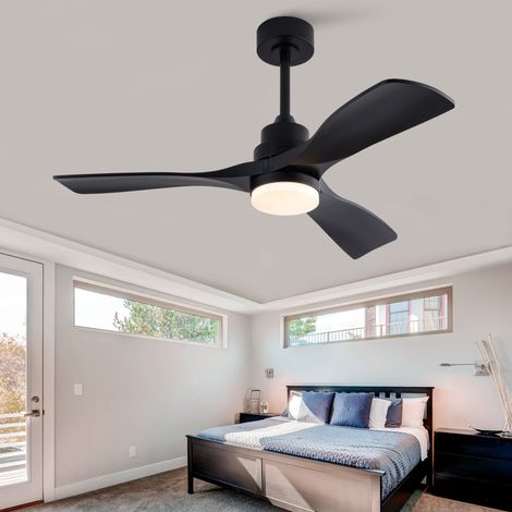 Ventilador de techo de 42 pulgadas con luz LED, control remoto de 6 velocidades, motor de CC reversible, ABS negro. (1/5)