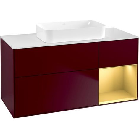 V&B Waschtischunterschrank Finion 120x60 cm, Reg re Gold matt, Peony Matt (1/2)