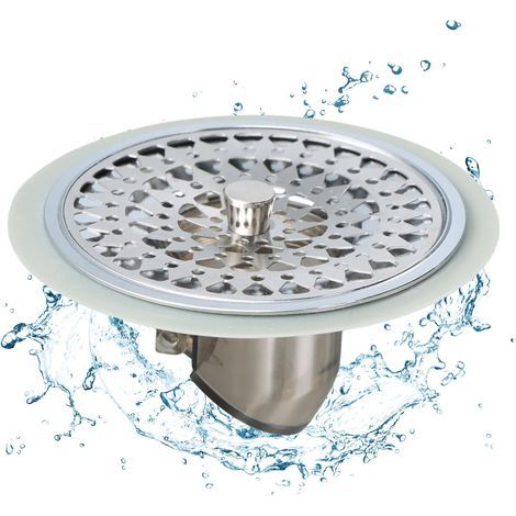 Filtre Cheveux Douche, Clapet Anti Odeur Attrape Cheveux Douche Bouchon Douche Anti Odeur Filtre Cheveux Baignoire en Silicone et en Acier Inoxydable pour Salle de Bain, Baignoire et Cuisine (1/5)