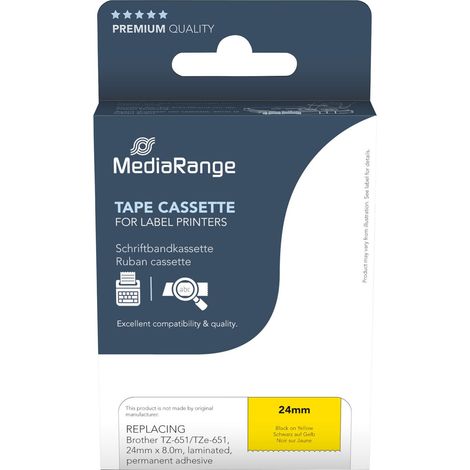 Ruban d'étiquetage MEDIARANGE MRBTZ651, remplace Brother TZ-651/TZe-651