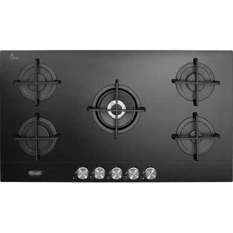 Placa de cocina empotrada De'Longhi NSL 590 NC negra de 90 cm a gas y 5 fuegos