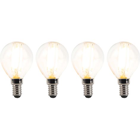 Set of 4 E14 Dimmable LED Bulbs P45 Clear 3W 250LM 2700K