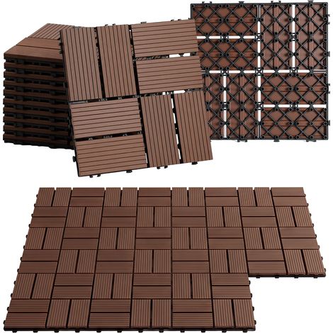 Randaco WPC Terrassenfliesen 30x30 cm Rotbraun 22 Stück 2 m² Klickfliesen Garten Balkon (1/5)