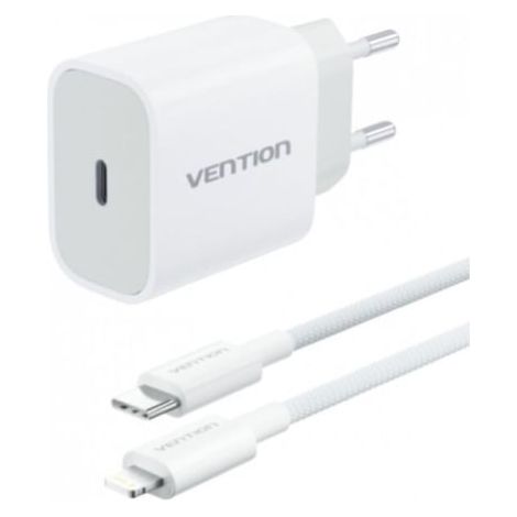 Cargador de Pared Vention G17W0-EU/ 1xUSB Tipo-C + Cable Lightning/ 20W