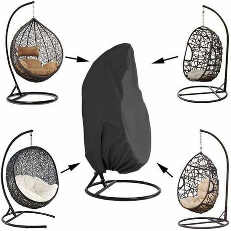 Housse de Fauteuil Suspendu Jardin Rotin Osier Fauteuil Suspendu Imperméable Housse Housse de Protection pour ufs Chaise résistant à l'eau et à la poussière - 190 X115cm, NoirHousse pour mobi (1/5)