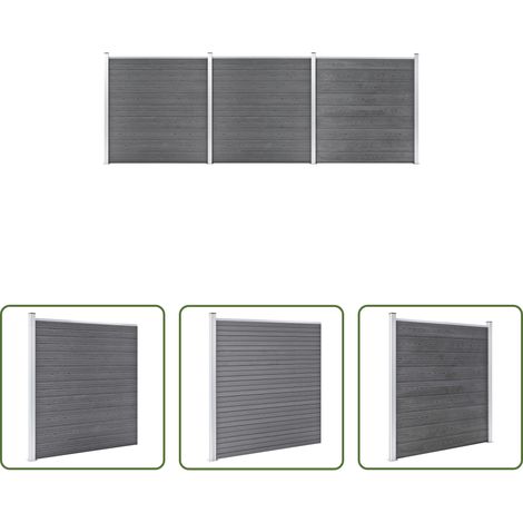 vidaXL Holzmaserung - Gartenzaun WPC 526x186 cm Grau (1/5)