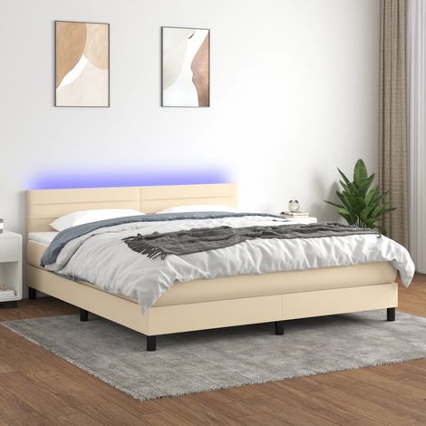 Boxspringbett mit Matratze & LED Creme 180x200 cm Stoff vidaXL (1/5)