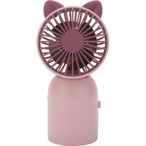 Ventilateur portatif mignon en forme de chat, rechargeable par USB, avec interrupteur à un bouton, mini ventilateur pour enfants et voyages en extérieur. (1/5)