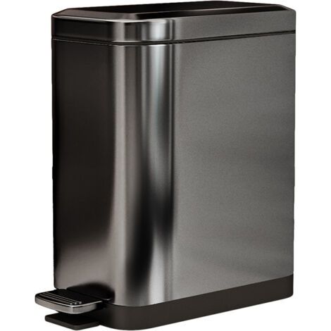 Poubelle à Pédale en Acier Inoxydable 7L, Dimensions 22,5cm x 14cm x 30cm, Idéale pour Cuisine et Salle de Bain (Conception Compacte et Hygiénique)