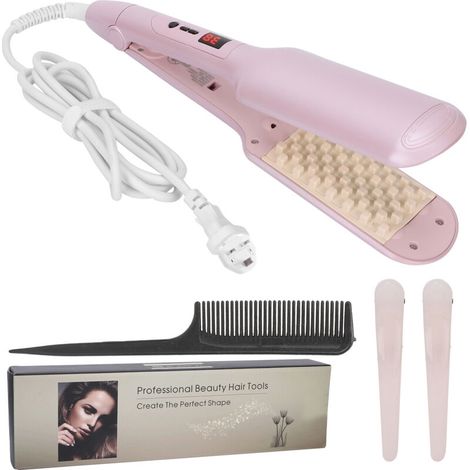 Fer à friser volumateur avec grille pour cheveux bouclés et crêpeur pour volume, outil de coiffure 110‑220V prise UK