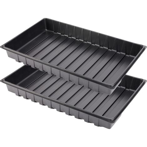 Garronda Plateau de Culture, Bac de Culture en Plastique pour Mini Serre et Semis, Plateau pour Plantes et Jardin, Bac de Germination Étanche, Idéal pour Potager et Balcon, Lot de 2 (53x32 cm, Noir)
