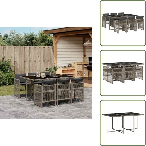 vidaXL Ensemble à manger de jardin et coussins 7 pcs gris rotin (1/5)