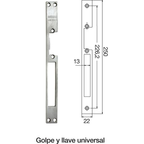 Placa Cuerpo Cierre Electrico Universal 22Mm G.Llave 13Mm Inox