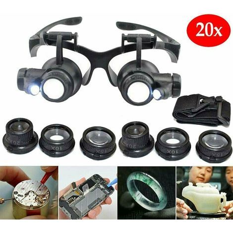 Lot 25X Loupe de Précision à 8 Lentilles, Loupe Frontale Sans Mains avec Éclairage LED (1/5)