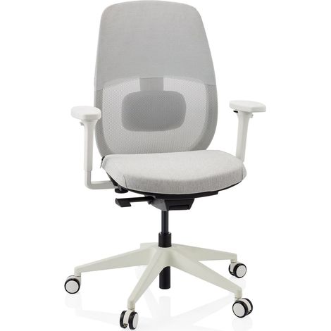 Ergonomischer Bürostuhl Skandis ohne Kopfstütze grau / Gestell weiß hjh OFFICE (1/5)