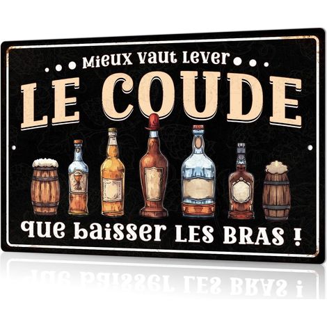 Plaque Métallique Mieux Vaut Lever Le Coude, Panneau Déco Humour en Aluminium, Idéal pour Bar et Cave à Vin, 30x20 cm (1/5)