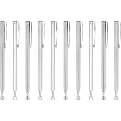 10 Pièces Outil Magnétique Télescopique en Acier Inoxydable avec Clip de Poche