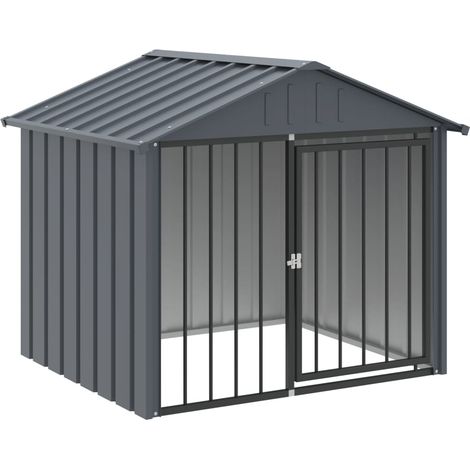 Cuccia per cani con tetto 117 x 103 x 102 cm acciaio zincato nero 020043514