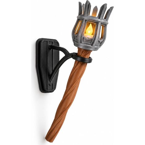 Applique murale torche médiévale, lampe LED à flamme vacillante, applique murale château gothique imprimée en 3D pour salle de jeux, couloir et soirée à thème, LED à piles (1/5)