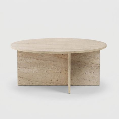 Runder Wohnzimmer-Beistelltisch aus Holz 90x90 Soleil - Beige