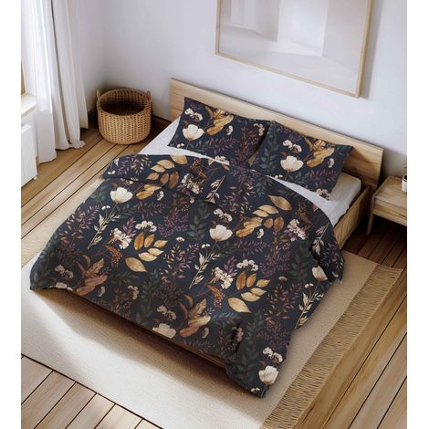 Juego de ropa de cama de 180x200 cm, oasis de plantas azul marino (1/3)