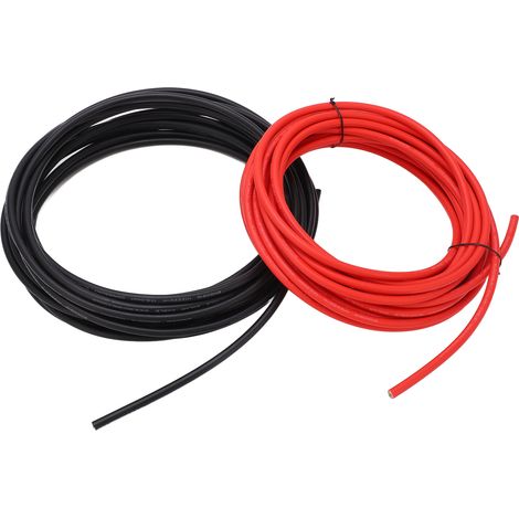 Câble solaire 6mm² 20m (2x10m) Double isolation XLPE, conducteur en cuivre étamé, résistant à la température, fil PV 20 mètres (1/5)