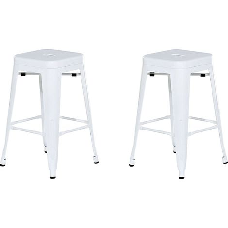 Set di 2 Sgabelli in Acciaio Bianco Impilabili 60 cm Cabrillo