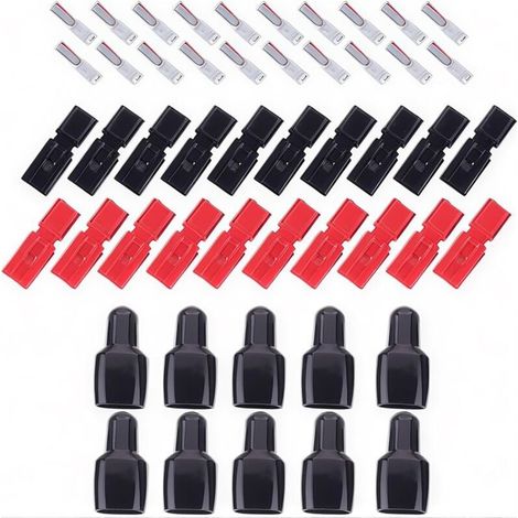 10 paires (10 Noir et 10 pcs Rouge) 30 Amp + 20 Plaqué argent contacts en cuivre pour Anderson Quick Disconnect Power Bornes Connecteurs (1/4)