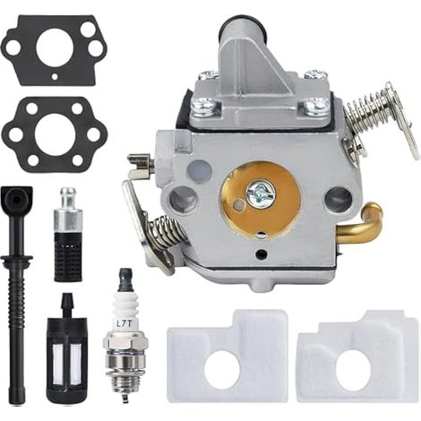 Carburateur pour STIHL MS170 MS180 017 018 Tronçonneuse, Kit d'Accessoires Complet avec Bougie d'Allumage et Filtre à Air Tune Up Kit, Remplace pour Zama C1Q-S57 et 1130-120-0603 (1/4)