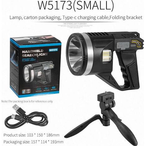 Projecteur LED compact - Rechargeable - Lampe torche LED haute puissance - Portée d'éclairage ultra-longue (1/5)