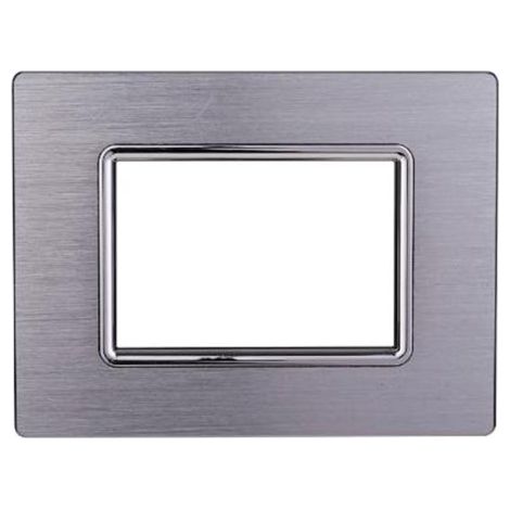Plaque compatibles Bticino Livinglight 3 modules aluminium couleur argent brillant satiné (1/2)