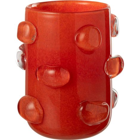 Vase Déco en Verre "Aruna" 23cm Rouge