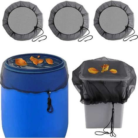 Lot de 3 filets de récupération d'eau de pluie avec cordon de serrage – pour protéger les seaux de jardin des feuilles et des moustiques (1/5)