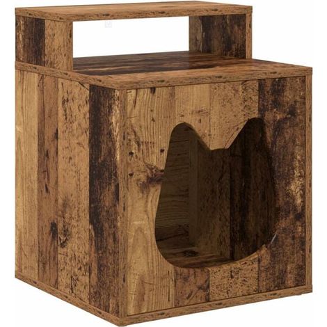 Maison pour chat, bois antique, 42,5 x 40 x 53,5 cm (1/5)