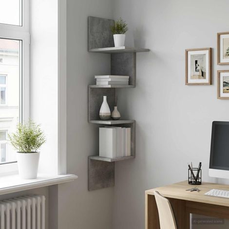 vidaXL Wall Shelf Wall-Mounted Concrete Grey 32 x 21 x107 cm (1/5)