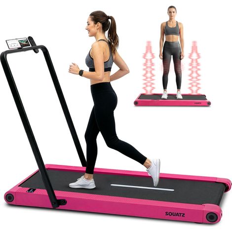 Tapis de Marche 2-en-1 avec Plateformes Vibrantes et Barre – Tapis de Course Pliable et Compact, Moteur Silencieux, Écran LED, Support Téléphone et Télécommande pour Fitness Maison ou Bureau (1/5)