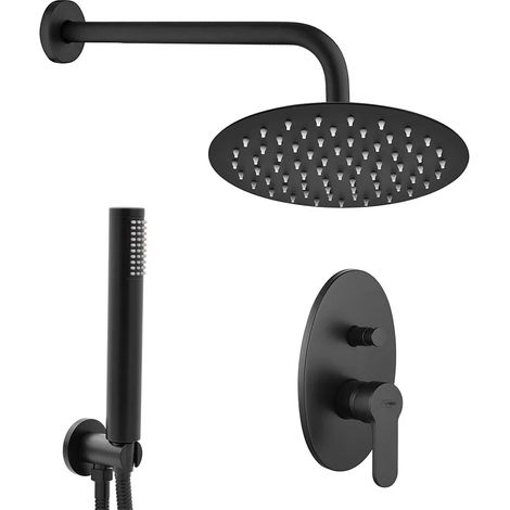 Set doccia incasso Paco nero opaco con soffione 25 cm e kit doccino (1/5)