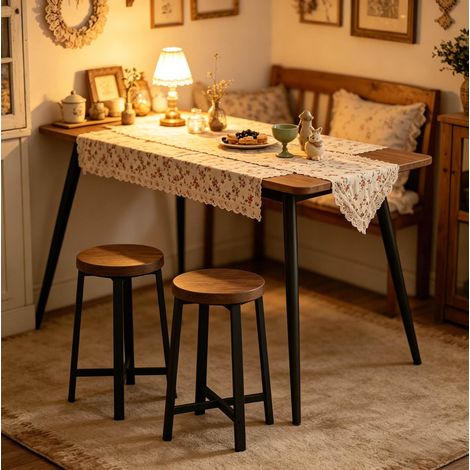 MEUBLIV Tabouret 29,5x29,5x46 cm noir vintage – style industriel, lot de 2 (1/5)