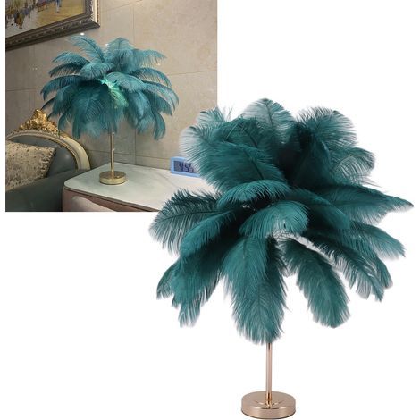 Feder-Nachttischlampe, luxuriöse und elegante Leuchte, Lampenschirm, Nachtlicht, Tischlampe für Wohnzimmer, Schlafzimmer, Heimdekoration, wiederaufladbar (1/5)