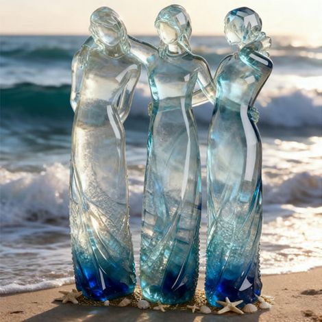 Figurine Soeurs - Résine Dégradé Bleu Océan - Décoration Intérieure Amicale - Cadeau pour Anniversaire Noël - 1 Pièce (1/5)